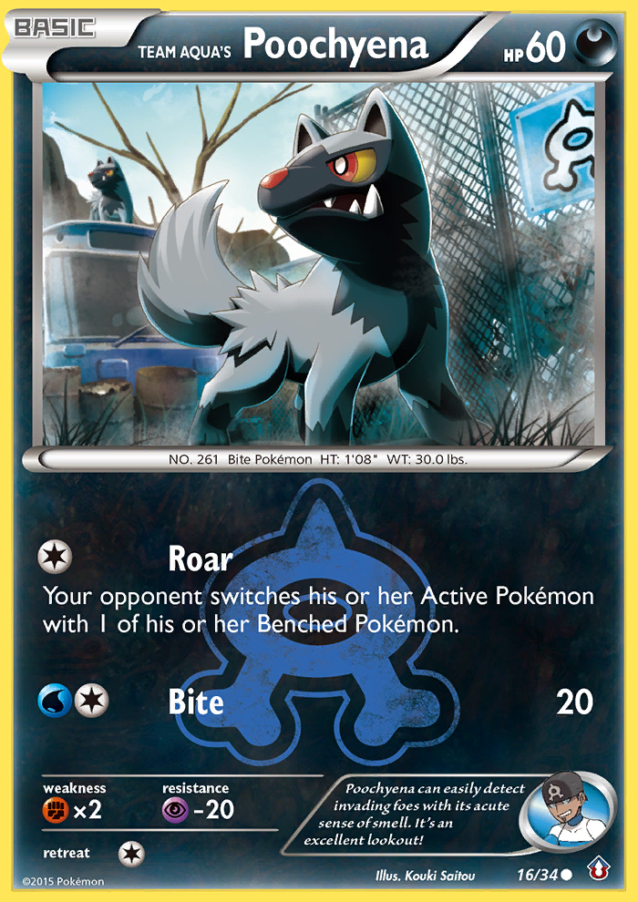 Team Aqua's Poochyena 16 Common card from Double Crisis