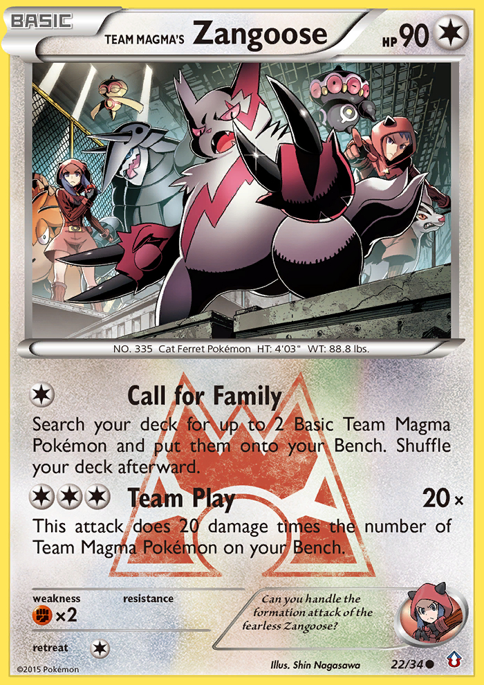 Team Magma's Zangoose 22/34 Common card from Double Crisis