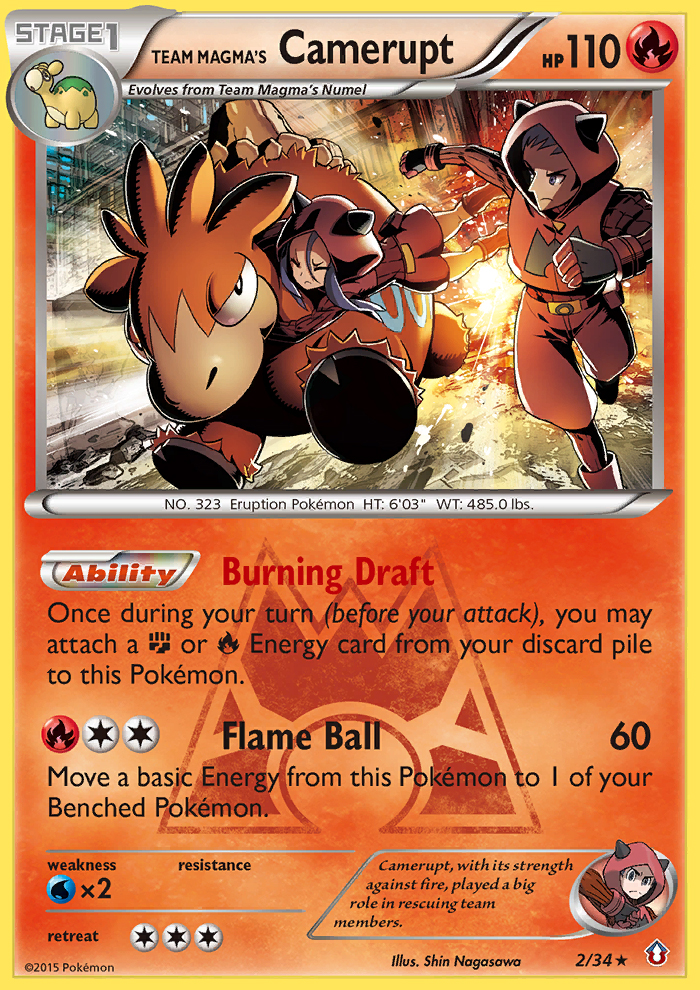 Team Magma's Camerupt 2/34 Rare Holo card from Double Crisis