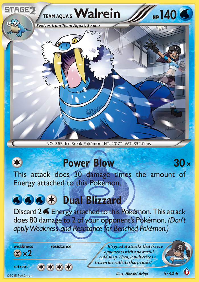 Team Aqua's Walrein 5/34 Rare Holo card from Double Crisis