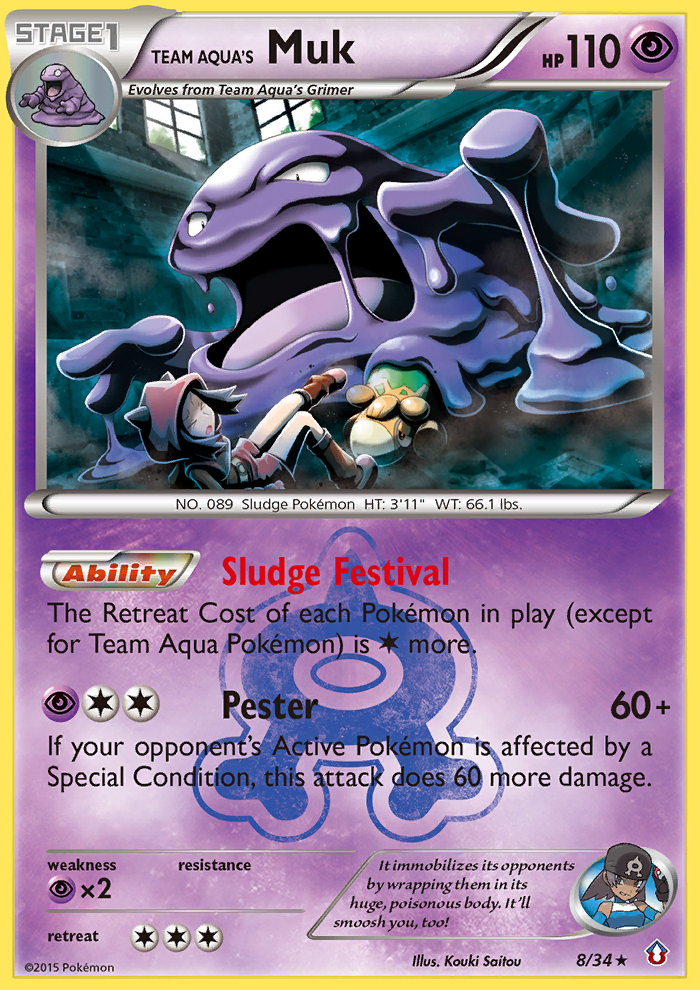 Team Aqua's Muk 8 Rare Holo card from Double Crisis