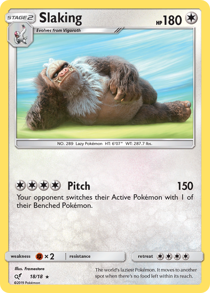Slaking 18 Rare card from Detective Pikachu