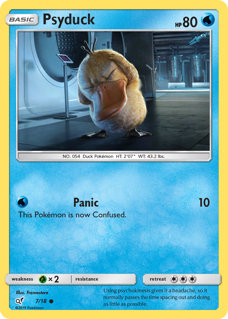 Psyduck 7/18 Common card from Detective Pikachu