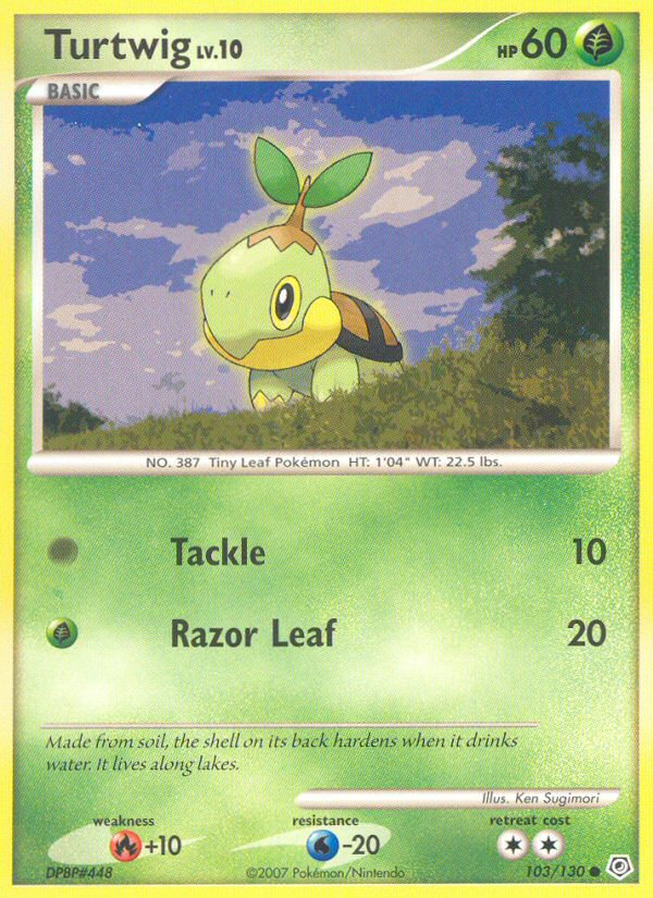 Turtwig 103 Common card from Diamond & Pearl