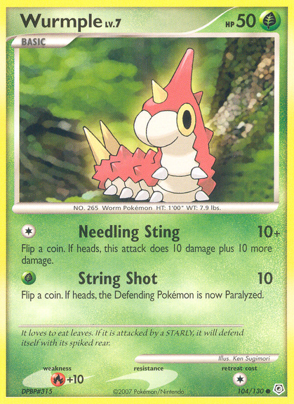 Wurmple 104/130 Common card from Diamond & Pearl