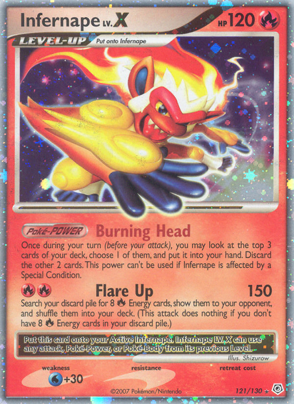 Infernape LV.X 121 Rare Holo LV.X card from Diamond & Pearl