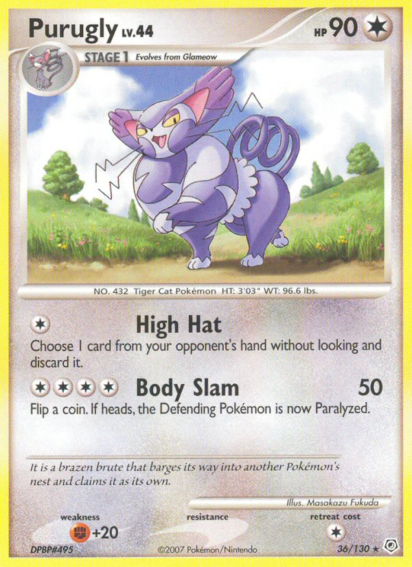 Purugly 36 Rare card from Diamond & Pearl