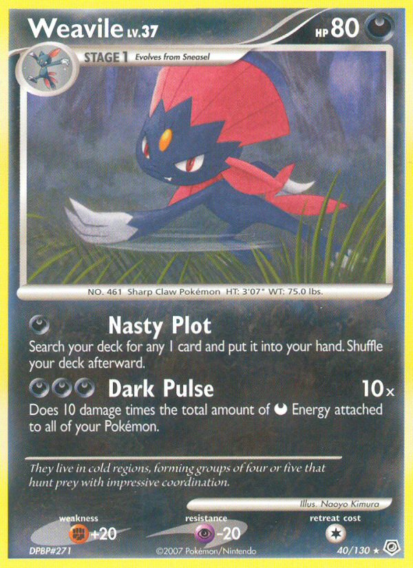 Weavile 40/130 Rare card from Diamond & Pearl