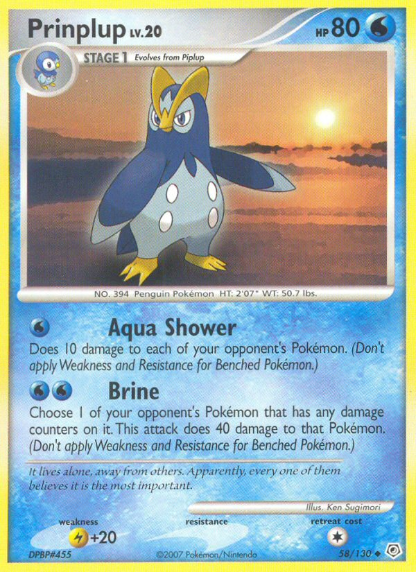 Prinplup 58 Uncommon card from Diamond & Pearl