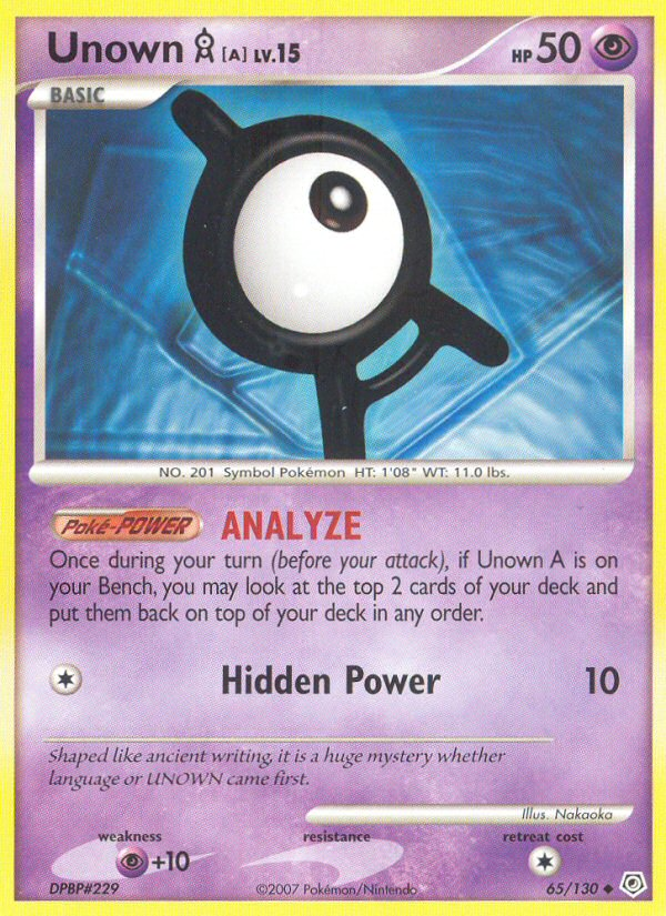 Unown [A] 65 Uncommon card from Diamond & Pearl