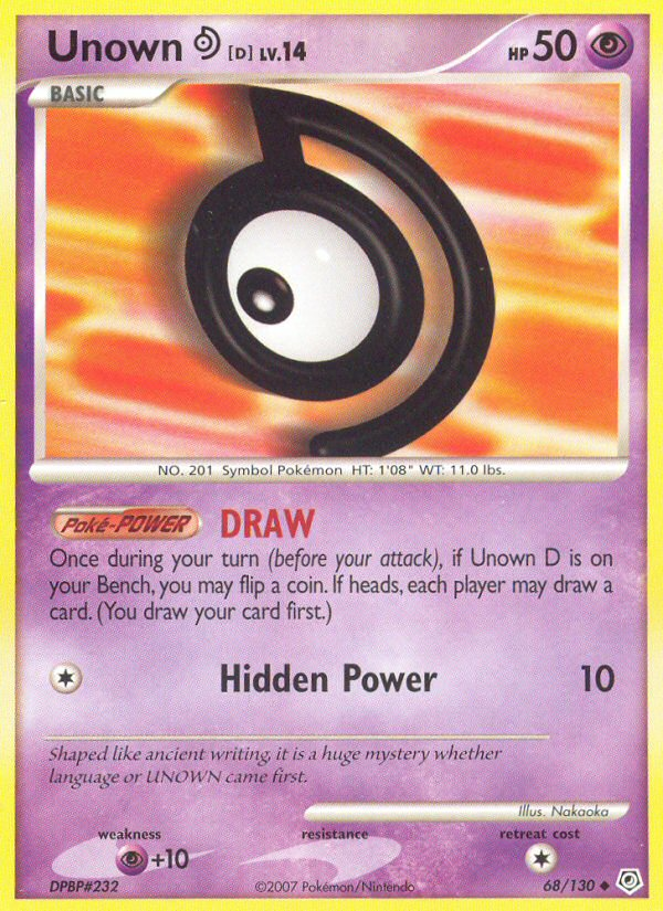 Unown [D] 68/130 Uncommon card from Diamond & Pearl