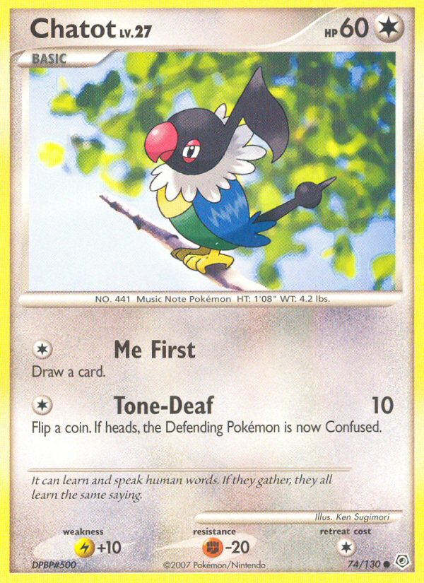Chatot 74 Common card from Diamond & Pearl