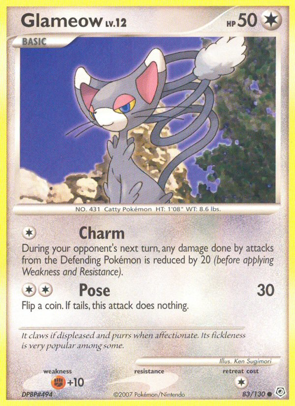 Glameow 83/130 Common card from Diamond & Pearl