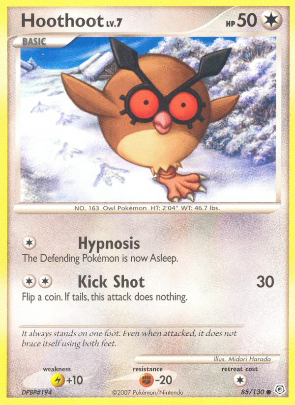 Hoothoot 85 Common card from Diamond & Pearl