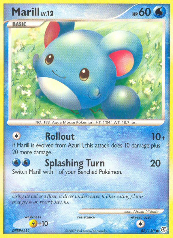 Marill 88 Common card from Diamond & Pearl