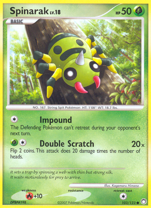 Spinarak 103 Common card from Mysterious Treasures