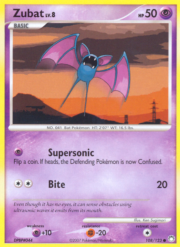 Zubat 108/123 Common card from Mysterious Treasures