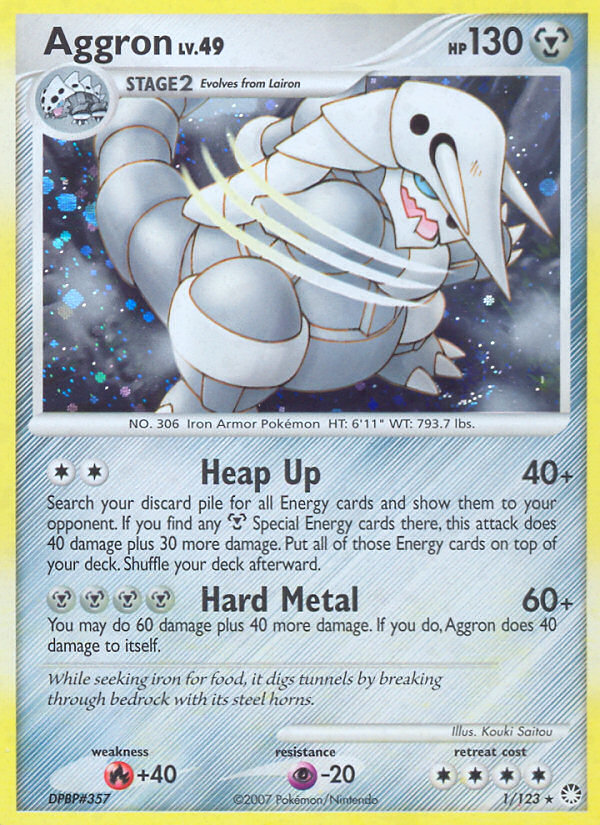Aggron 1/123 Rare Holo card from Mysterious Treasures