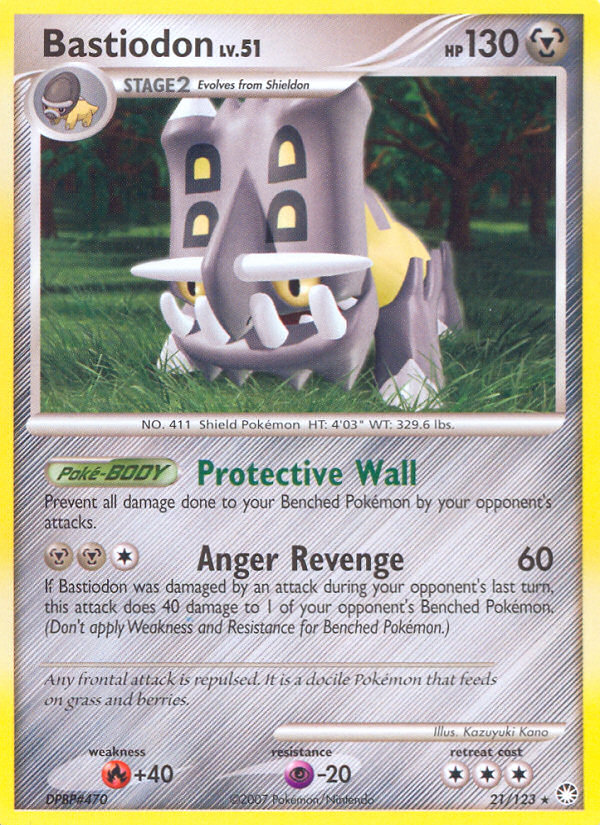 Bastiodon 21 Rare card from Mysterious Treasures