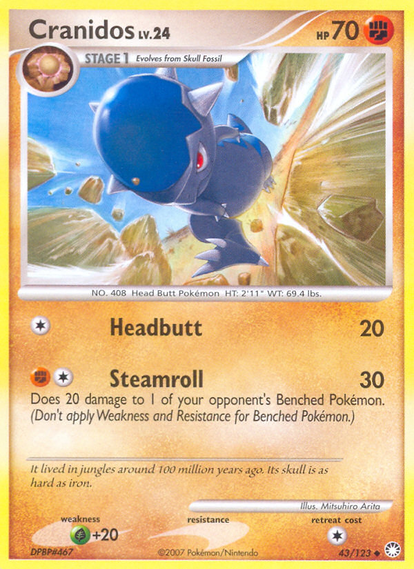 Cranidos 43/123 Uncommon card from Mysterious Treasures