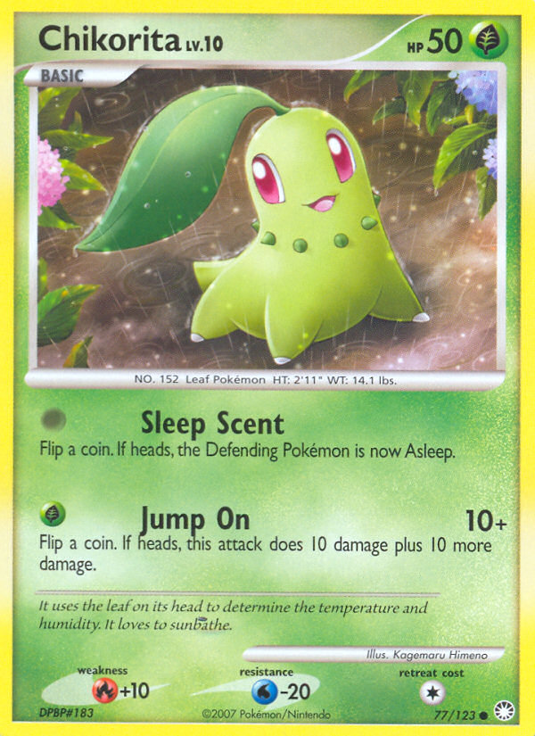 Chikorita 77/123 Common card from Mysterious Treasures