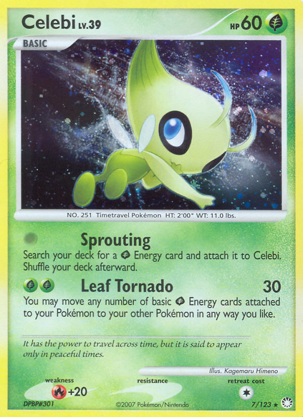 Celebi 7 Rare Holo card from Mysterious Treasures