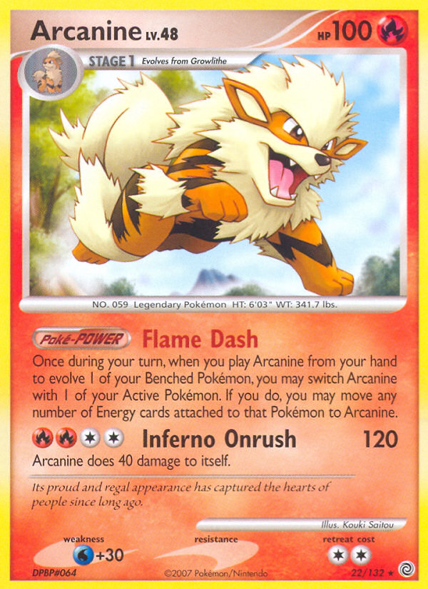 Arcanine 22 Rare card from Secret Wonders