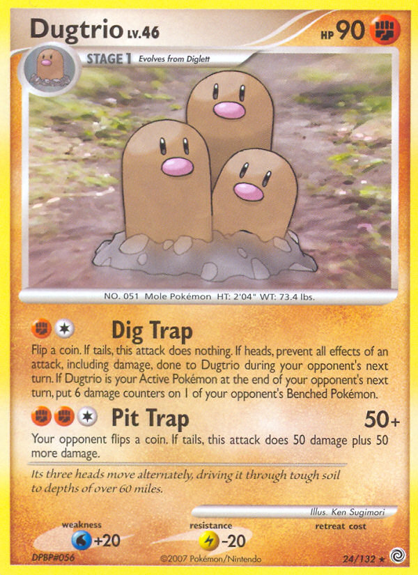 Dugtrio 24 Rare card from Secret Wonders