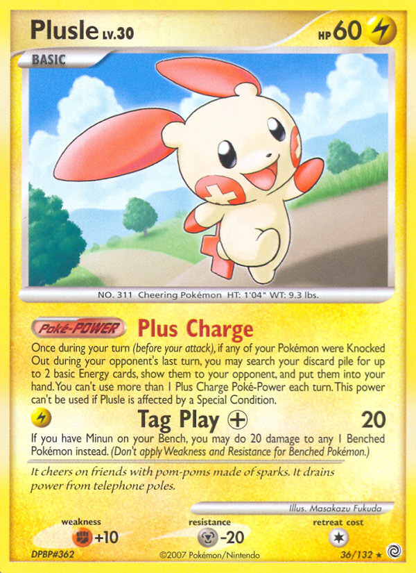 Plusle 36 Rare card from Secret Wonders