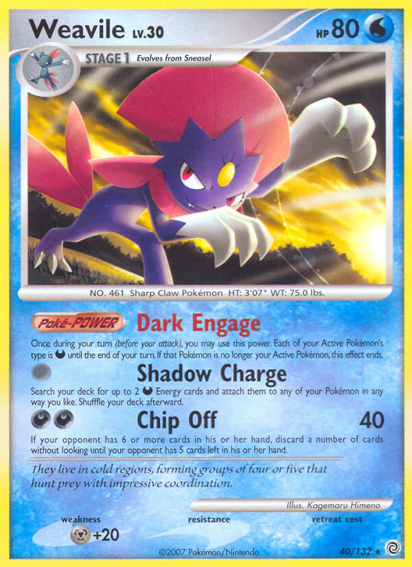 Weavile 40 Rare card from Secret Wonders