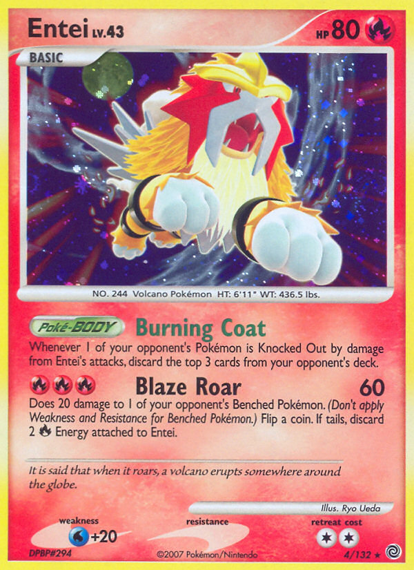 Entei 4/132 Rare Holo card from Secret Wonders