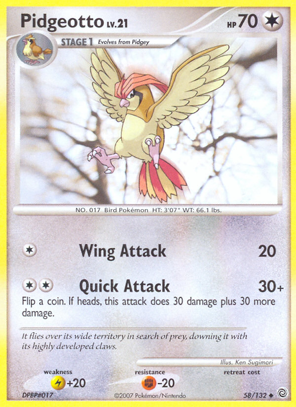 Pidgeotto 58 Uncommon card from Secret Wonders