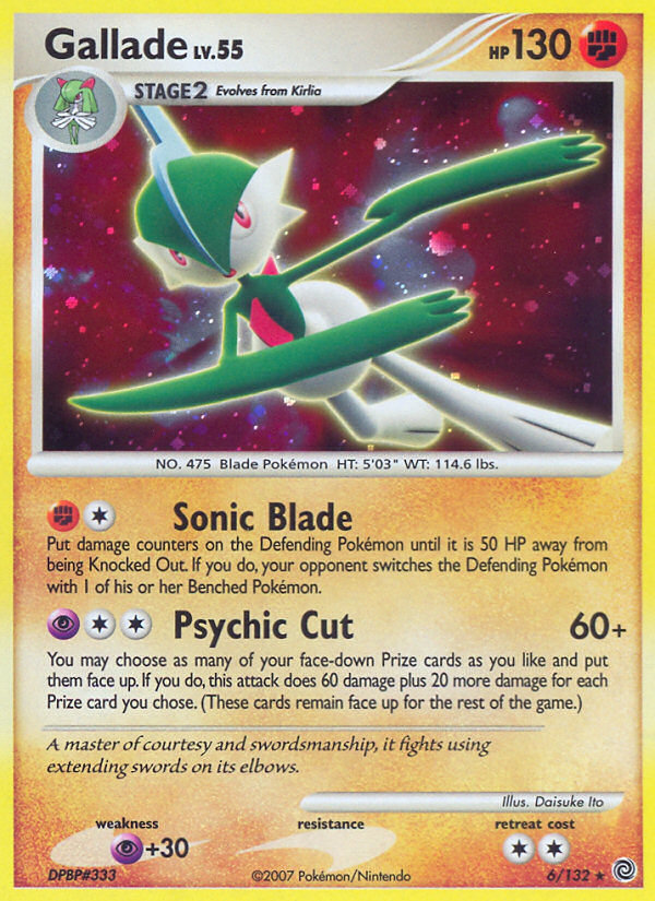 Gallade 6 Rare Holo card from Secret Wonders