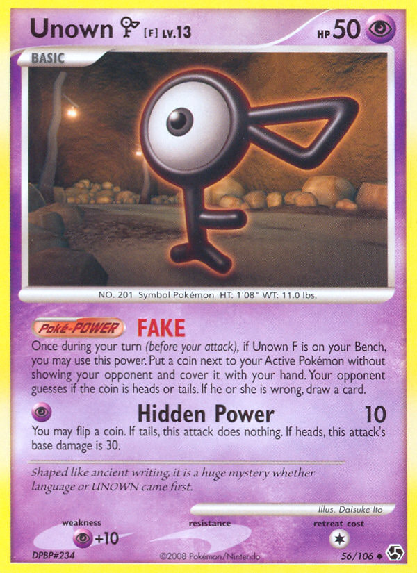 Unown [F] 56/106 Uncommon card from Great Encounters