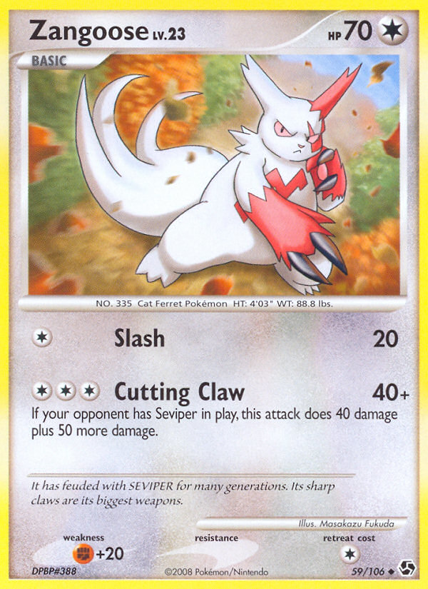 Zangoose 59 Uncommon card from Great Encounters