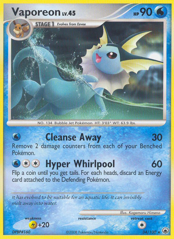 Vaporeon 34 Rare card from Majestic Dawn