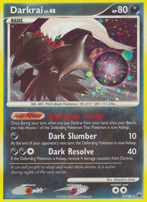 Darkrai 3 Rare Holo card from Majestic Dawn