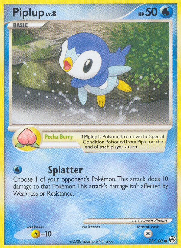 Piplup 72/100 Common card from Majestic Dawn
