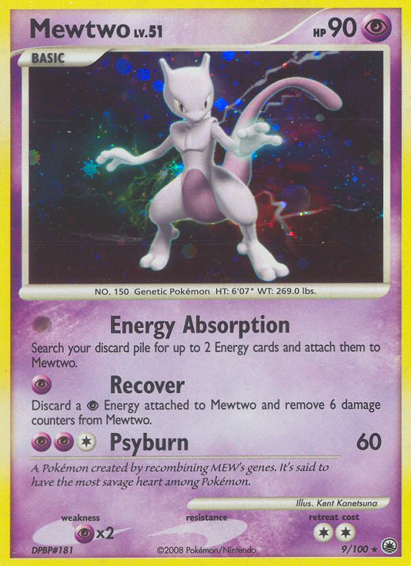 Mewtwo 9 Rare Holo card from Majestic Dawn