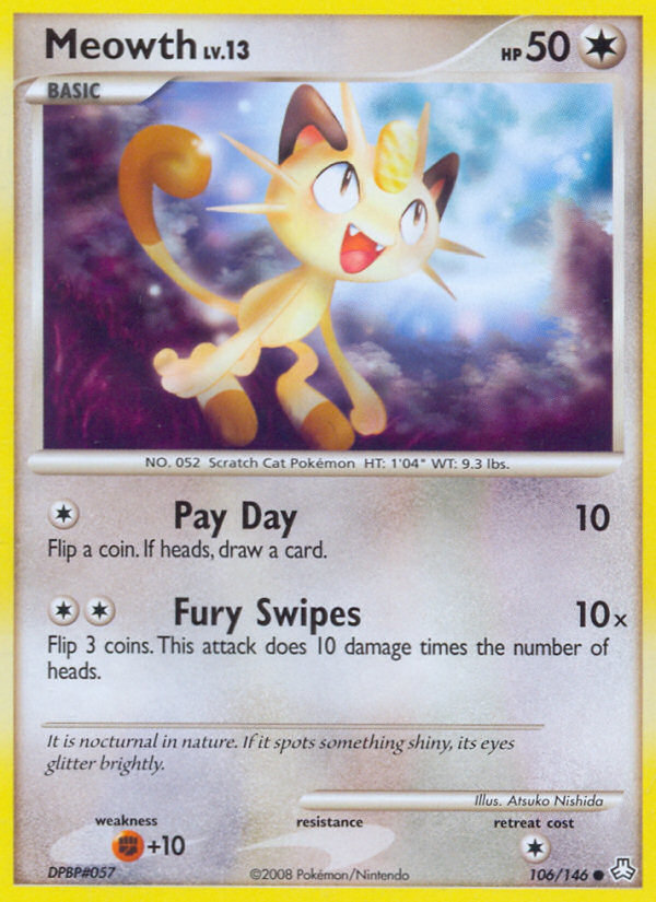 Meowth 106 Common card from Legends Awakened