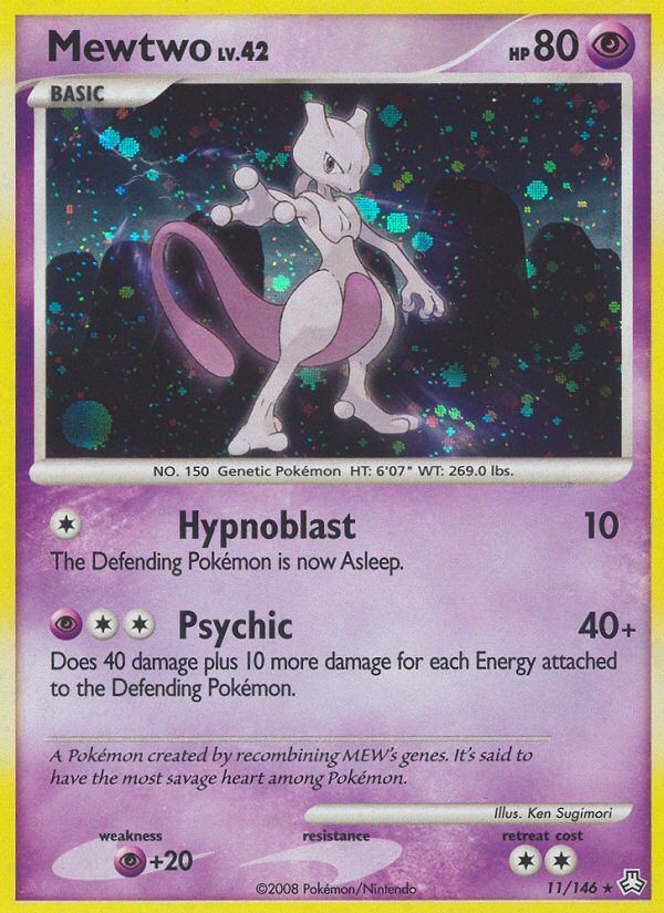 Mewtwo 11 Rare Holo card from Legends Awakened