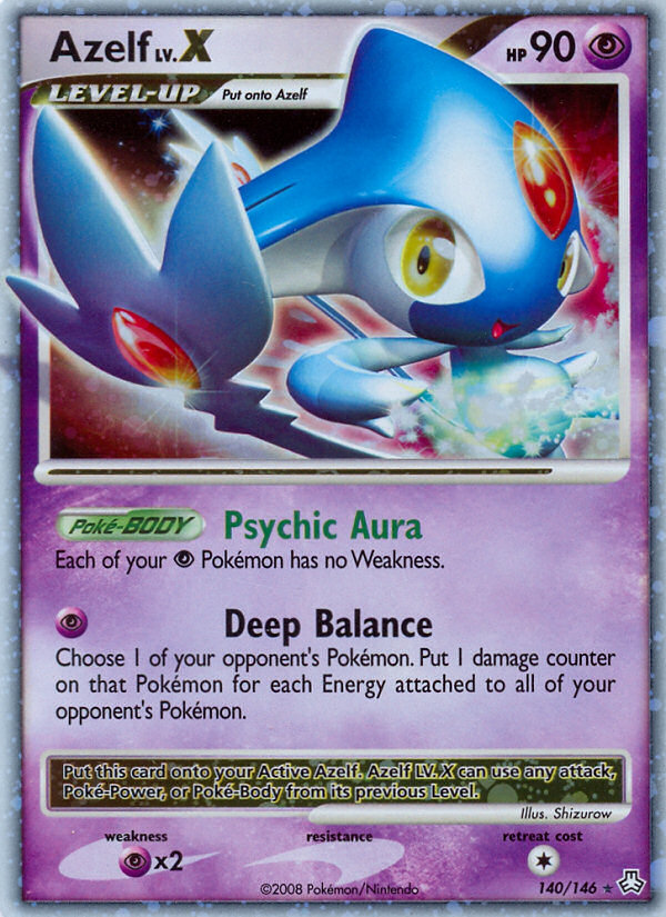 Azelf LV.X 140 Rare Holo LV.X card from Legends Awakened