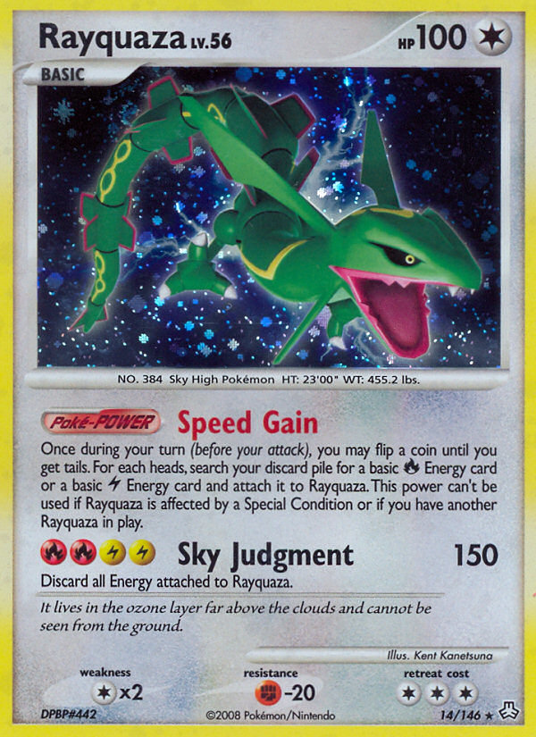 Rayquaza 14 Rare Holo card from Legends Awakened