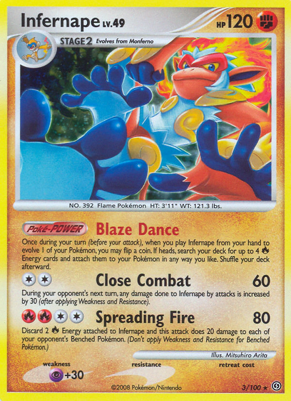 Infernape 3 Rare Holo card from Stormfront