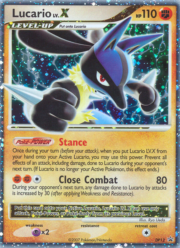 Lucario LV.X DP12 Promo card from DP Black Star Promos