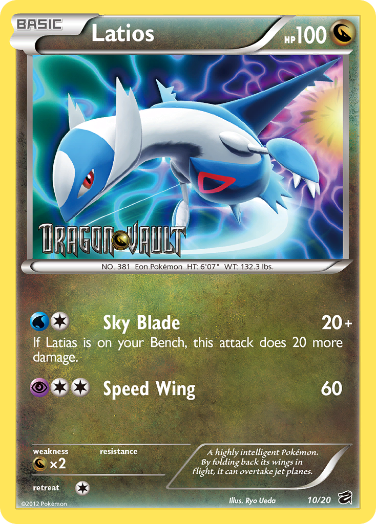 Latios 10/20 Rare Holo card from Dragon Vault