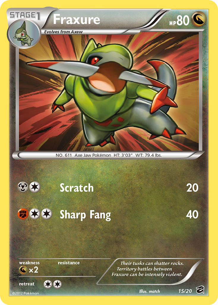 Fraxure 15/20 Rare Holo card from Dragon Vault