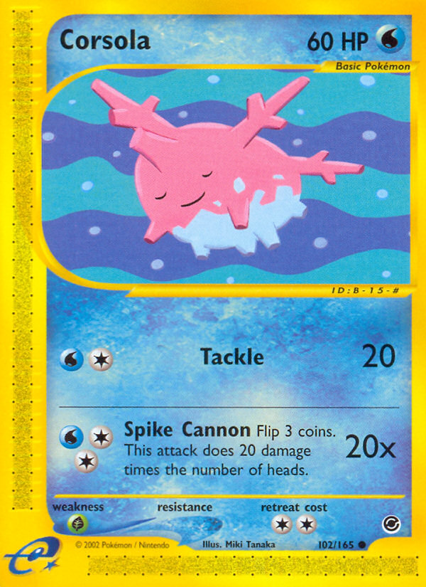 Corsola 102 Common card from Expedition Base Set