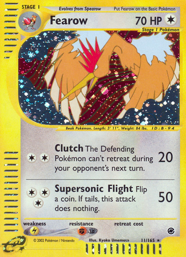 Fearow 11 Rare Holo card from Expedition Base Set