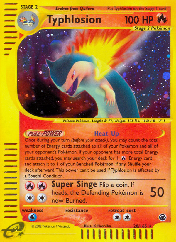 Typhlosion 28 Rare Holo card from Expedition Base Set